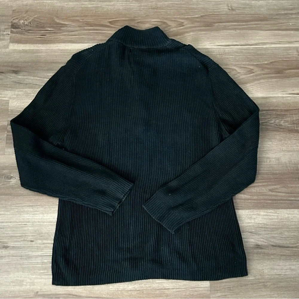 BANANA REPUBLIC 1/3 Button Pop On Knit Ribbed Black Sweater Men Size XL